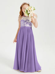Abiti Da Damigella Lunghi In Chiffon Top In Pizzo Tahiti