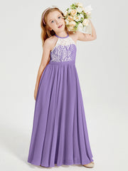 Abiti Da Damigella Lunghi In Chiffon Top In Pizzo Tahiti