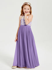 Abiti Da Damigella Lunghi In Chiffon Top In Pizzo Tahiti
