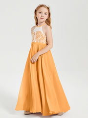 Abiti Da Damigella Lunghi In Chiffon Top In Pizzo Mandarino