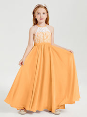 Abiti Da Damigella Lunghi In Chiffon Top In Pizzo Mandarino