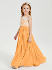 Abiti Da Damigella Lunghi In Chiffon Top In Pizzo Mandarino