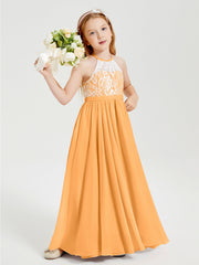 Abiti Da Damigella Lunghi In Chiffon Top In Pizzo Mandarino