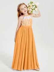 Abiti Da Damigella Lunghi In Chiffon Top In Pizzo Mandarino