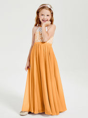 Abiti Da Damigella Lunghi In Chiffon Top In Pizzo Mandarino