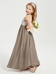 Abiti Da Damigella Lunghi In Chiffon Top In Pizzo Tortora