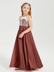 Abiti Da Damigella Lunghi In Chiffon Top In Pizzo Terracotta
