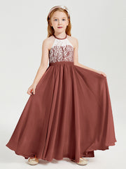 Abiti Da Damigella Lunghi In Chiffon Top In Pizzo Terracotta