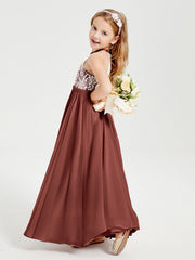 Abiti Da Damigella Lunghi In Chiffon Top In Pizzo Terracotta