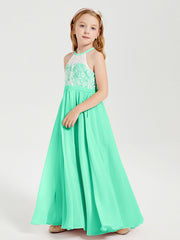 Abiti Da Damigella Lunghi In Chiffon Top In Pizzo Turchese
