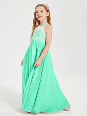 Abiti Da Damigella Lunghi In Chiffon Top In Pizzo Turchese