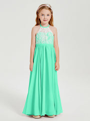 Abiti Da Damigella Lunghi In Chiffon Top In Pizzo Turchese