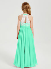 Abiti Da Damigella Lunghi In Chiffon Top In Pizzo Turchese