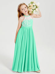 Abiti Da Damigella Lunghi In Chiffon Top In Pizzo Turchese