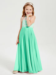 Abiti Da Damigella Lunghi In Chiffon Top In Pizzo Turchese