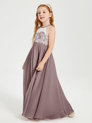 Abiti Da Damigella Lunghi In Chiffon Top In Pizzo Malva Vintage