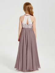 Abiti Da Damigella Lunghi In Chiffon Top In Pizzo Malva Vintage