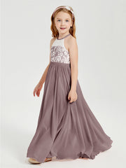 Abiti Da Damigella Lunghi In Chiffon Top In Pizzo Malva Vintage
