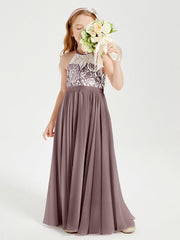 Abiti Da Damigella Lunghi In Chiffon Top In Pizzo Malva Vintage