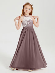 Abiti Da Damigella Lunghi In Chiffon Top In Pizzo Malva Vintage