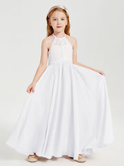 Abiti Da Damigella Lunghi In Chiffon Top In Pizzo Bianco