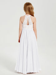 Abiti Da Damigella Lunghi In Chiffon Top In Pizzo Bianco