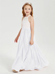 Abiti Da Damigella Lunghi In Chiffon Top In Pizzo Bianco