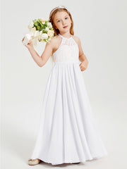 Abiti Da Damigella Lunghi In Chiffon Top In Pizzo Bianco