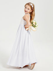 Abiti Da Damigella Lunghi In Chiffon Top In Pizzo Bianco