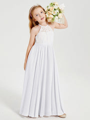 Abiti Da Damigella Lunghi In Chiffon Top In Pizzo Bianco