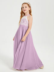 Abiti Da Damigella Lunghi In Chiffon Top In Pizzo Glicine