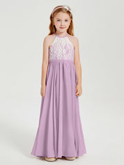 Abiti Da Damigella Lunghi In Chiffon Top In Pizzo Glicine