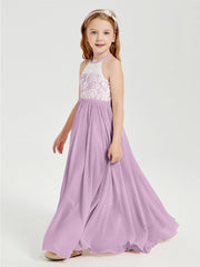 Abiti Da Damigella Lunghi In Chiffon Top In Pizzo Glicine