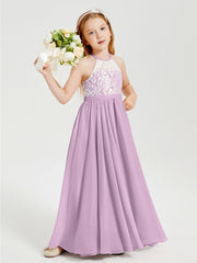 Abiti Da Damigella Lunghi In Chiffon Top In Pizzo Glicine