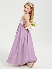 Abiti Da Damigella Lunghi In Chiffon Top In Pizzo Glicine