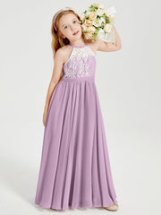 Abiti Da Damigella Lunghi In Chiffon Top In Pizzo Glicine