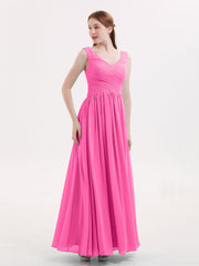 Abito Maxi in Chiffon Scollo a V con Zip Posteriore Azalea