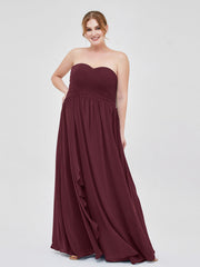 Abito da Damigella Impero in Chiffon Scollo a Cuore Cabernet
