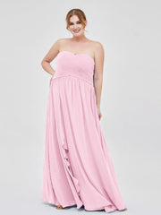 Abito da Damigella Impero in Chiffon Scollo a Cuore Rosa Bonbon