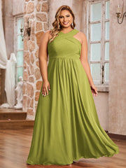 Abito in Chiffon con Spalline Incrociate e Vita Impero Trifoglio