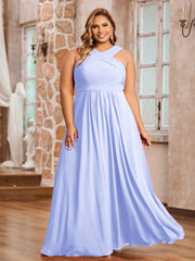 Abito in Chiffon con Spalline Incrociate e Vita Impero Lavanda