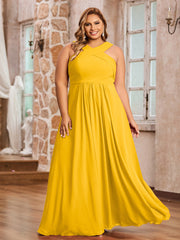Abito in Chiffon con Spalline Incrociate e Vita Impero Calendula