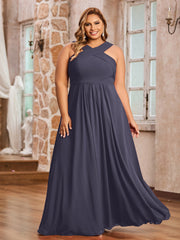 Abito in Chiffon con Spalline Incrociate e Vita Impero Tempesta