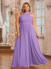 Abito in Chiffon con Spalline Incrociate e Vita Impero Tahiti