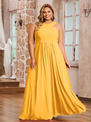 Abito in Chiffon con Spalline Incrociate e Vita Impero Mandarino