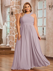 Abito in Chiffon con Spalline Incrociate e Vita Impero Crepuscolo