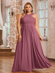 Abito in Chiffon con Spalline Incrociate e Vita Impero Gelso
