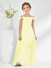 Abiti Damigella Junior In Chiffon Linea A Con Spalle Scoperte Narciso