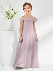 Abiti Damigella Junior In Chiffon Linea A Con Spalle Scoperte Crepuscolo
