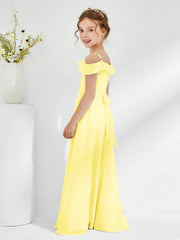 Abiti Damigella Junior In Chiffon Linea A Con Spalle Scoperte Limone
